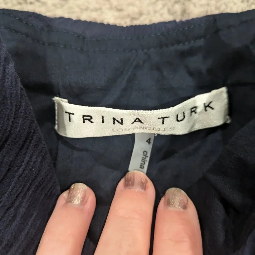 Trina Turk Women's Dress Size 4 Dark Navy Blue Tiered‎ Tank Dress - Picture 6 of 8